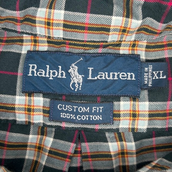 Ralph Lauren Green Yellow Plaid Button Down Shirt Men's Custom Fit XL Pink Pony - Picture 5 of 9